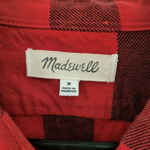 Madewell Heavyweight Twill Mens Plaid  Button Down Shirt black red size M - Picture 7 of 7